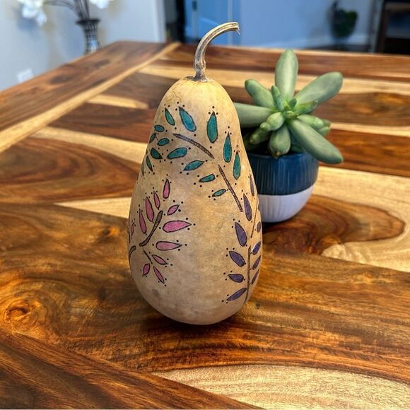 Gourd Home Decoration Custom Designed Woodburning and Painted Gourd Boho Home - Picture 6 of 10